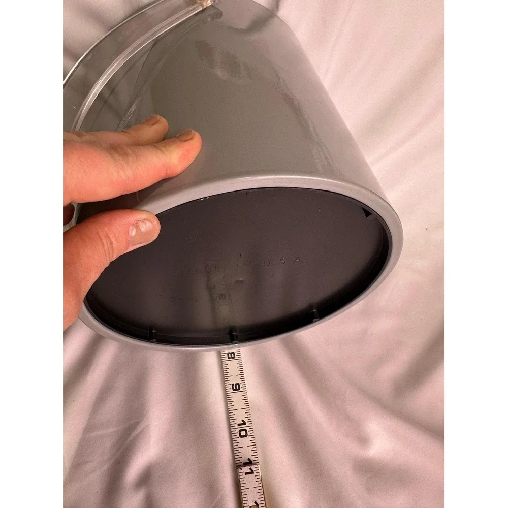 Mid-Century Gray Ice Bucket with Clear Acrylic Handle and Lid